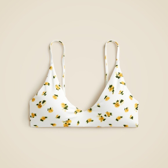 NWT!! J. CREW Lana Bikini Top Classic Sculpt White Yellow Multi Floral Small - Picture 11 of 16